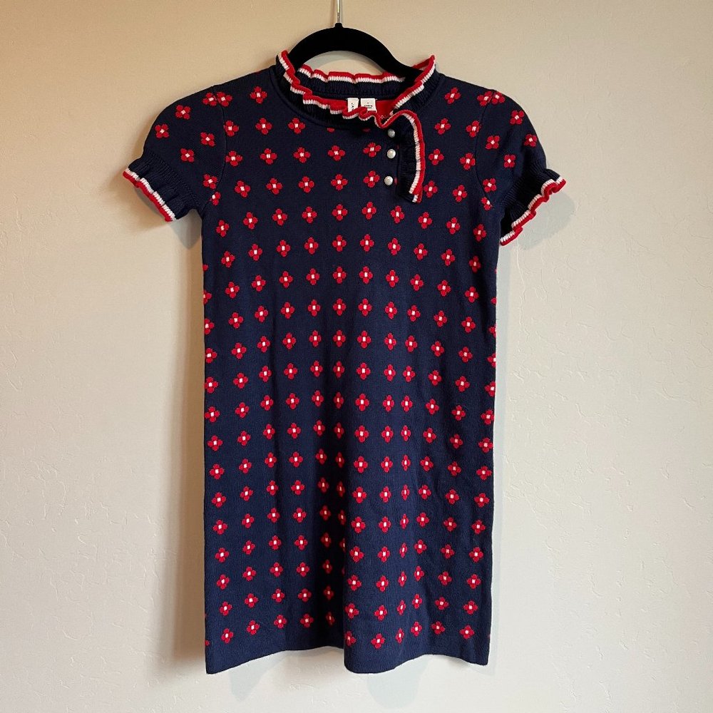 NWT Janie and Jack kids blue red and white sweater dress